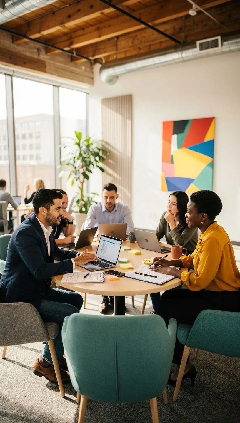 Stylowy kącik wypoczynkowy z przyjemnym oświetleniem i roślinnością.