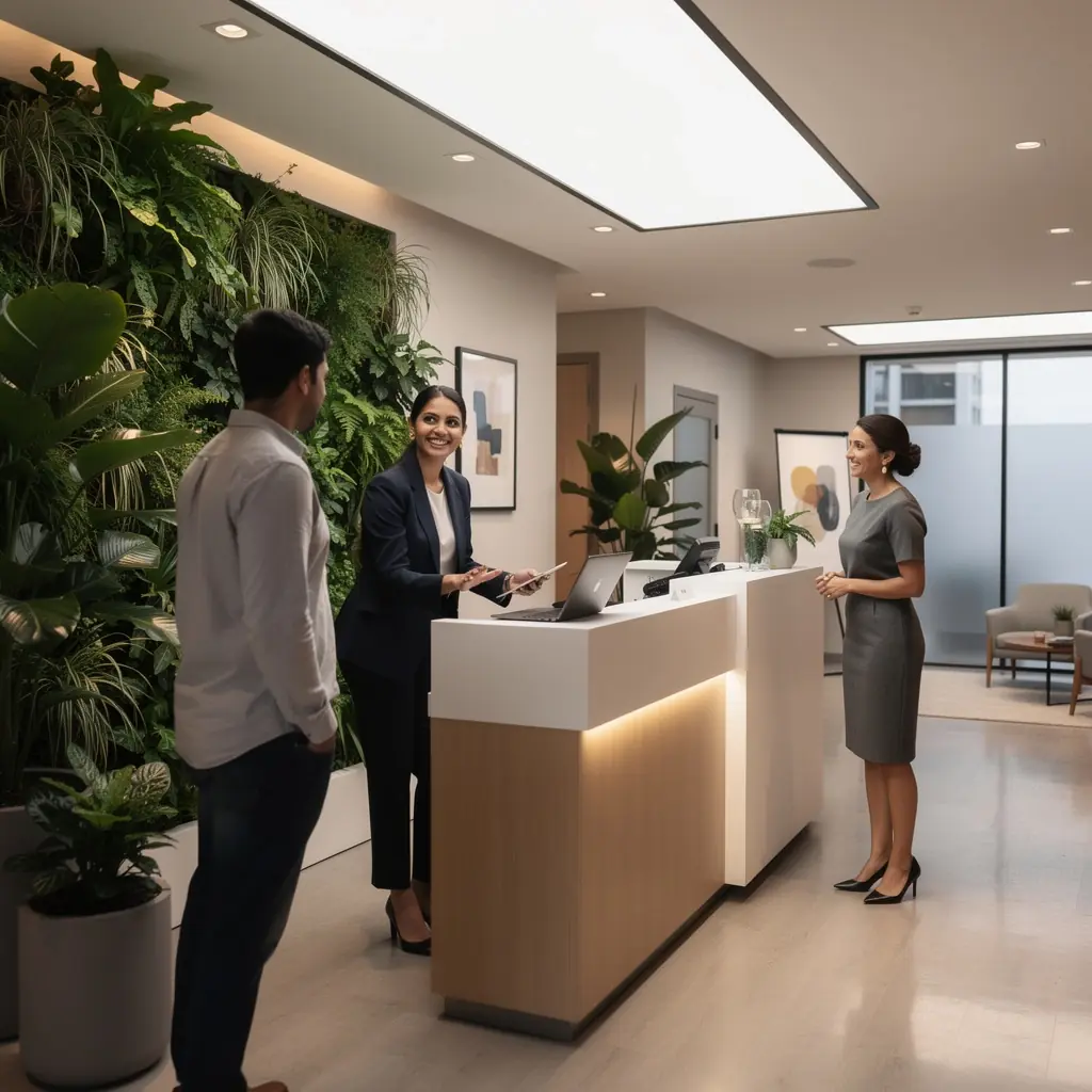 Eleganckie miejsce spotkań z minimalistycznym wystrojem i nowoczesnymi akcentami.